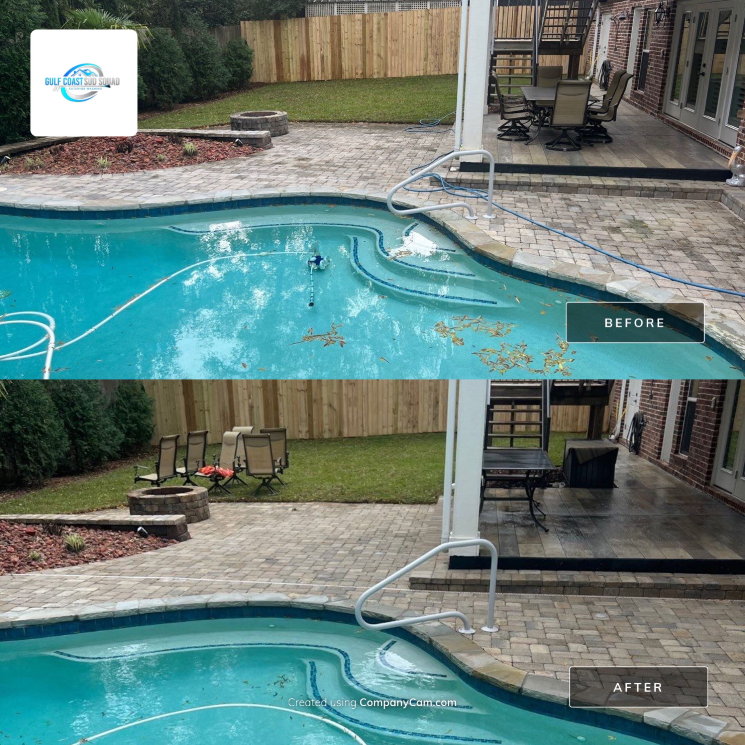 pool deck before and after cleaning