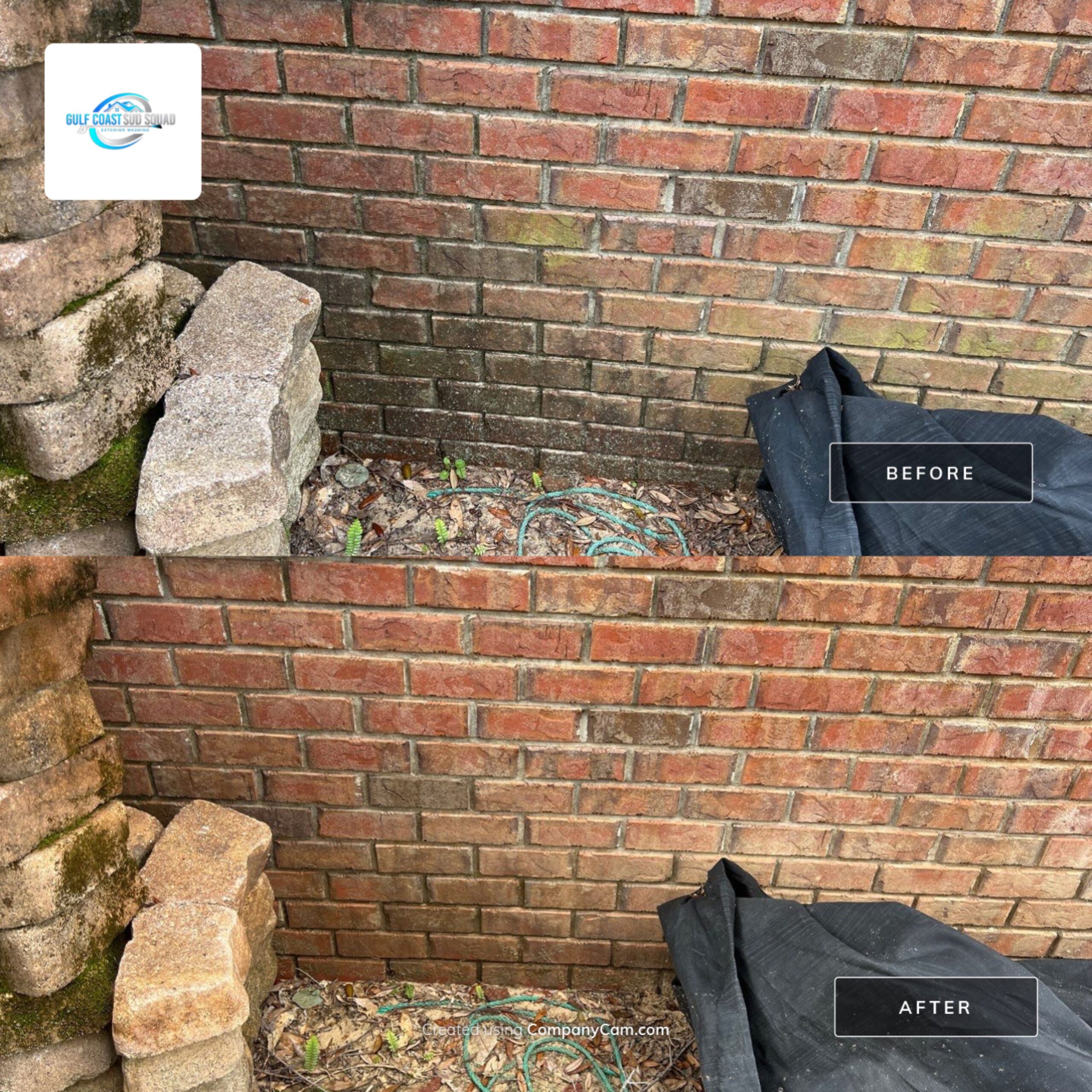 brick siding before and after cleaning